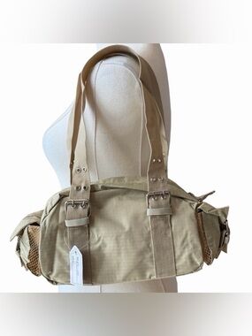New! Khaki Nylon Shoulder Handbag Purse Duffel Bag Style